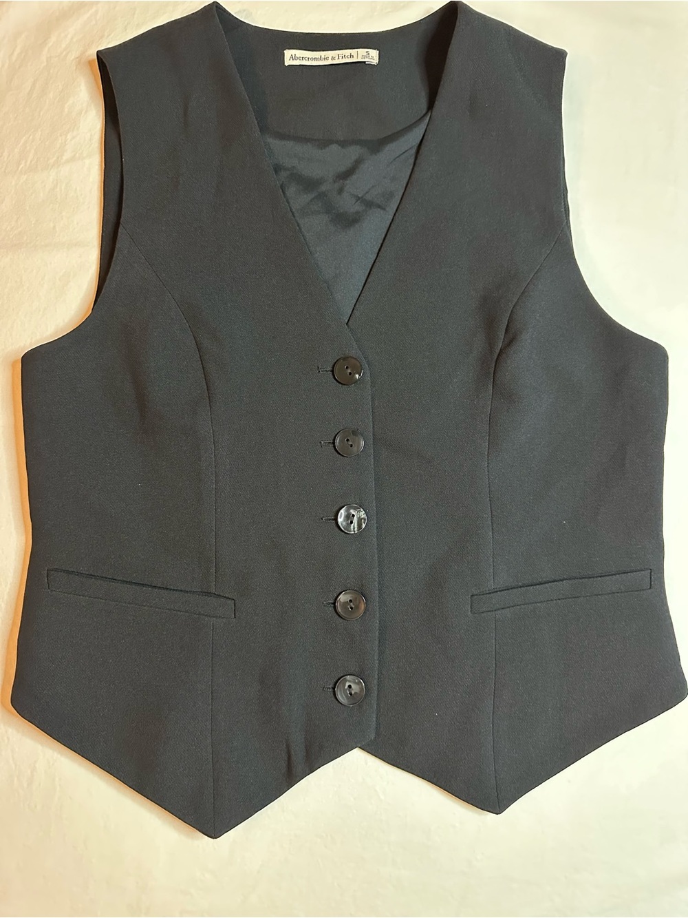 Abercrombie & Fitch Women's Black Tailored Button Vest Size S